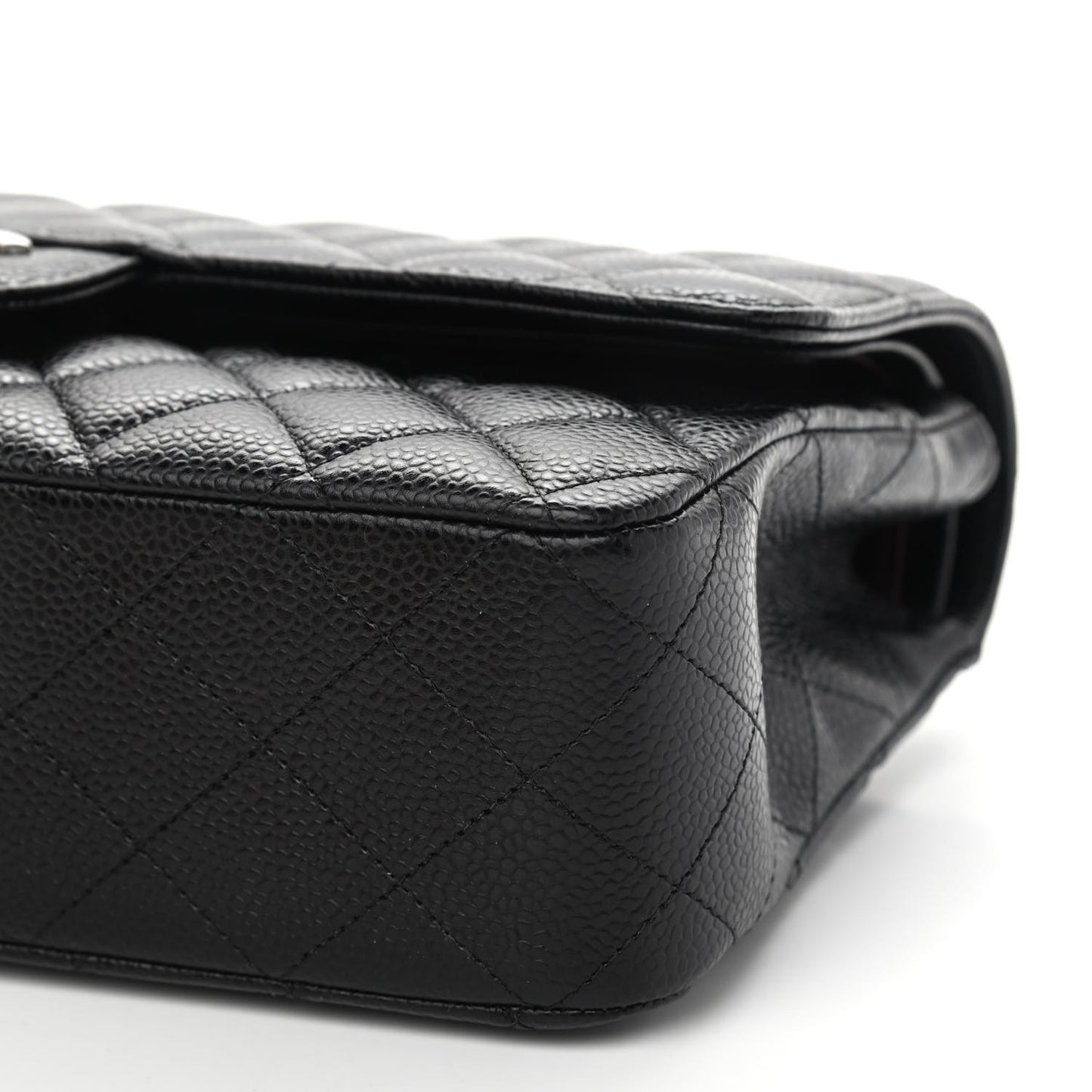 Caviar Quilted Medium Double Flap Black