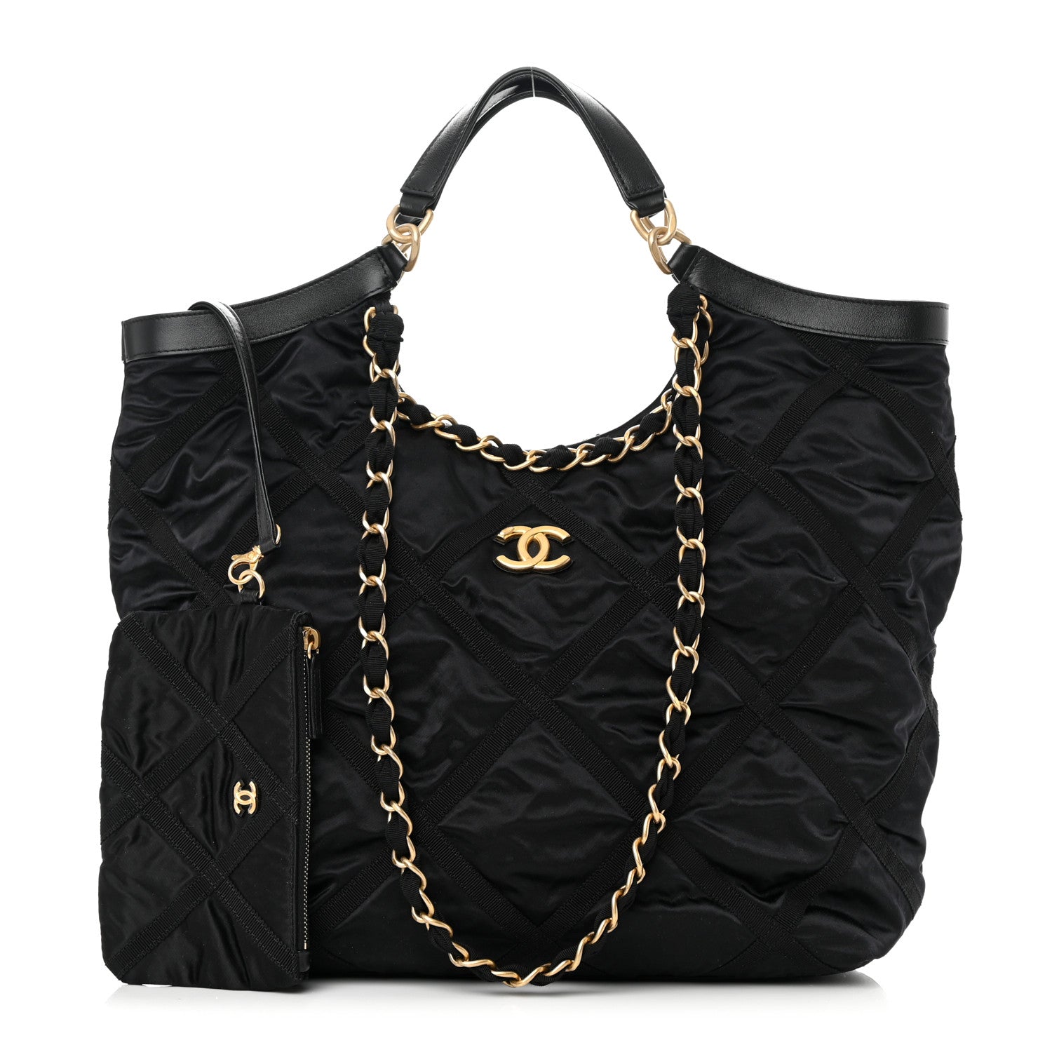 Chanel Nylon Grosgrain Quilted Lifestyle Shopping Tote Black 1 of 13