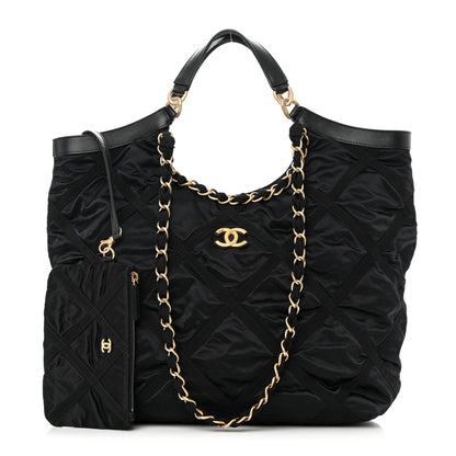 Chanel Nylon Grosgrain Quilted Lifestyle Shopping Tote Black 1 of 13
