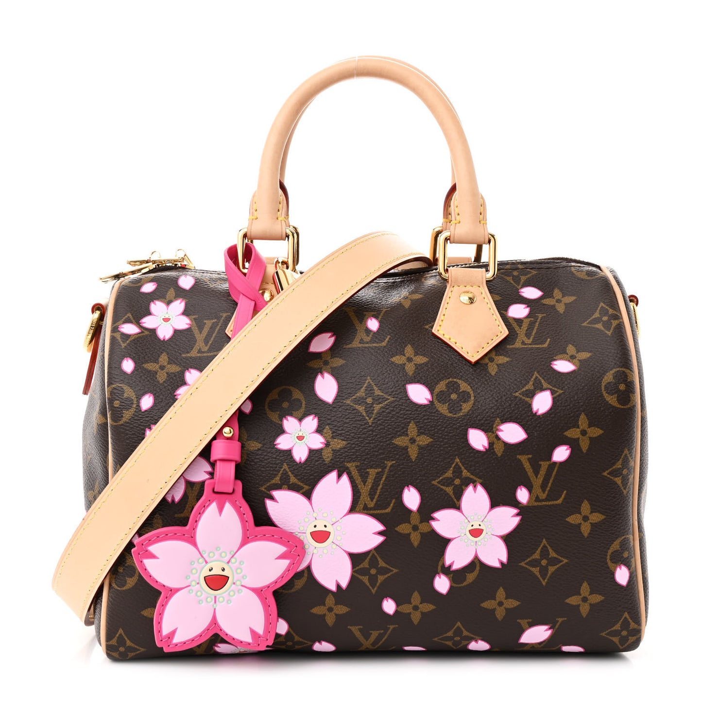LV X TM Monogram Cherry Blossom Speedy Bandouliere 25 Sakura Brown