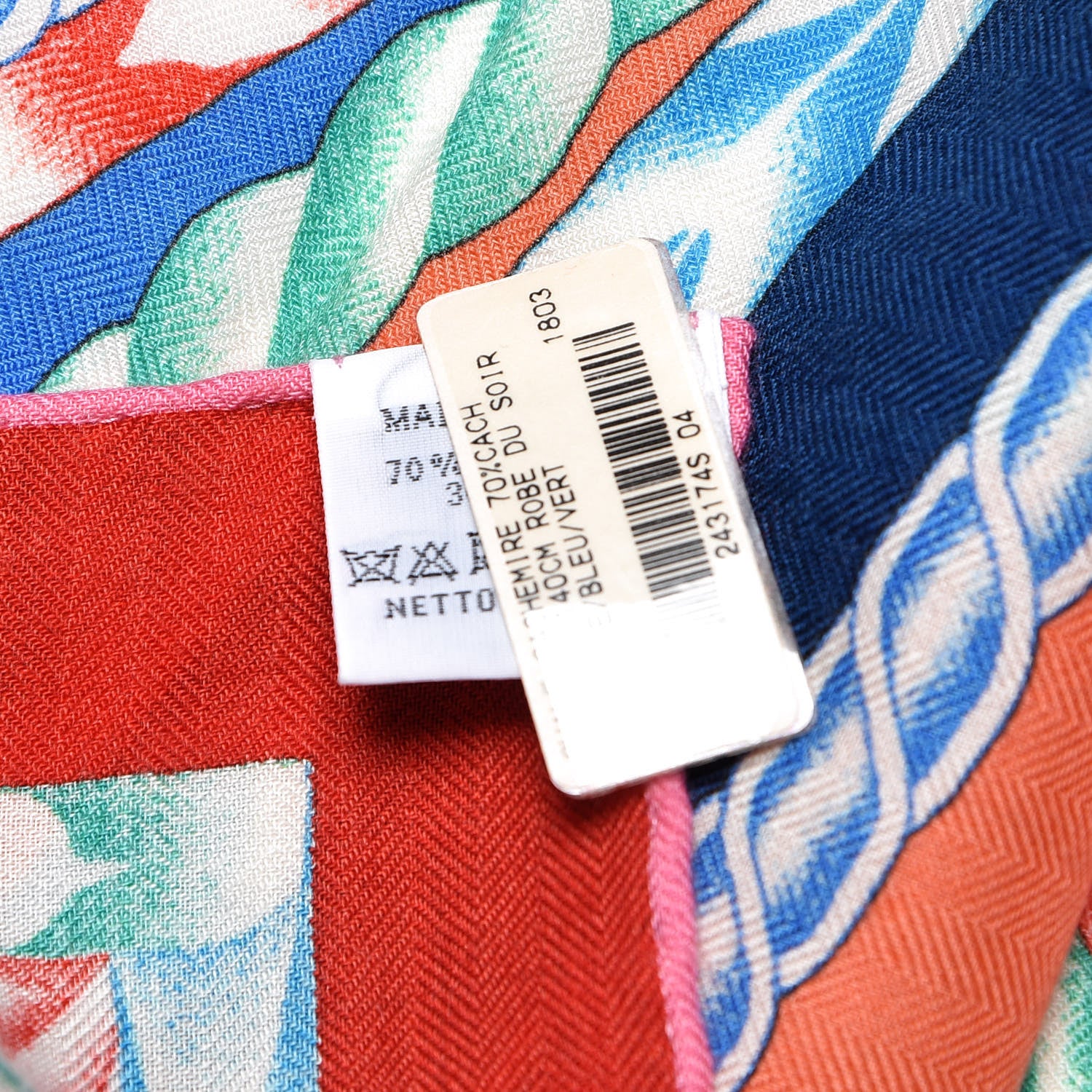 Hermes Cashmere Silk Robe Du Soir Shawl 140 Rouge Bleu Vert 5 of 7