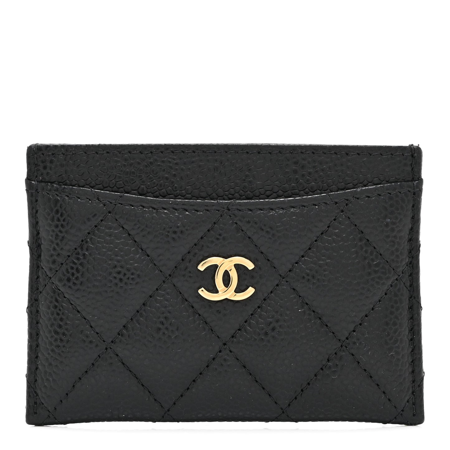 Caviar Quilted Card Holder Black
