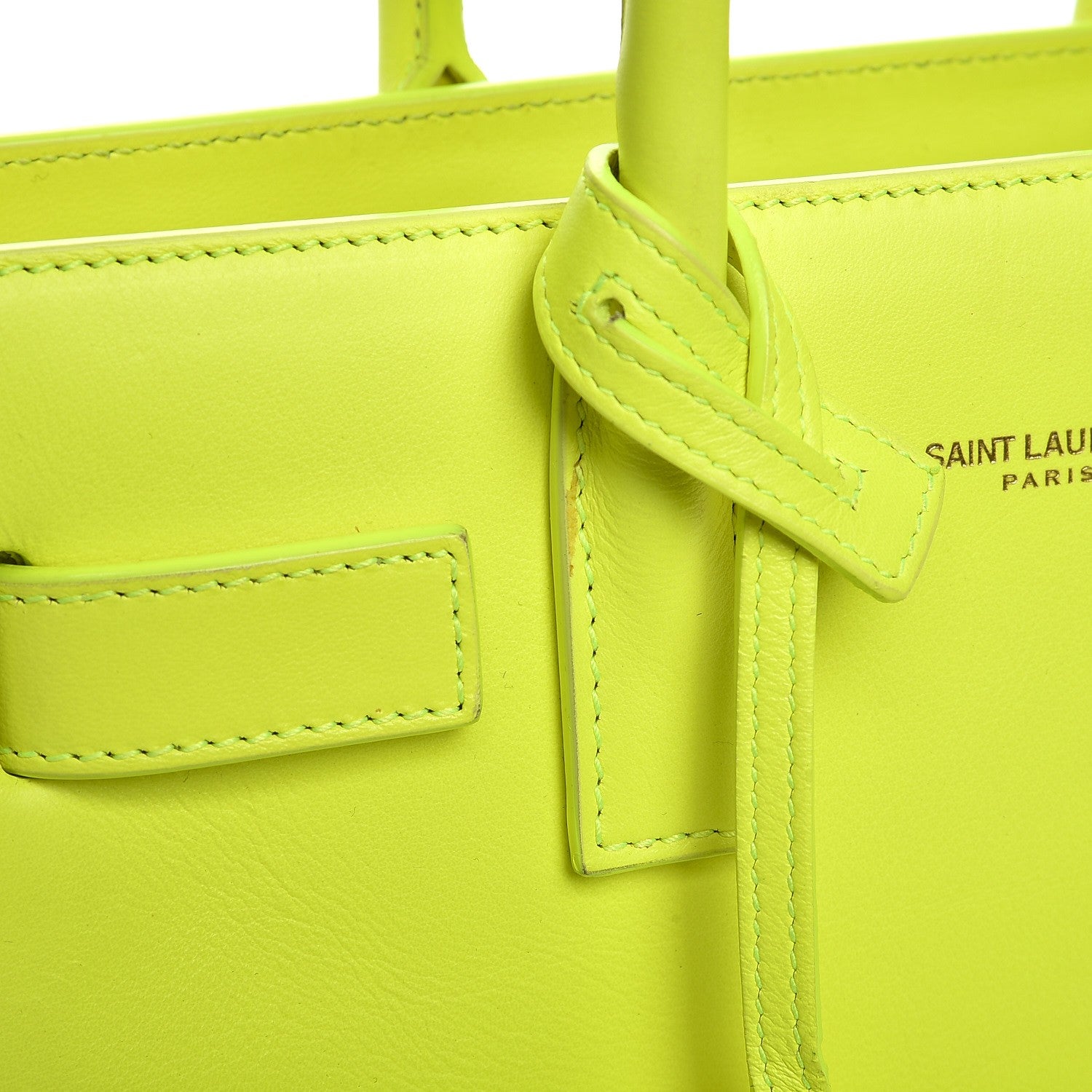 Saint Laurent Calfskin Nano Sac De Jour Neon Yellow 10 of 16