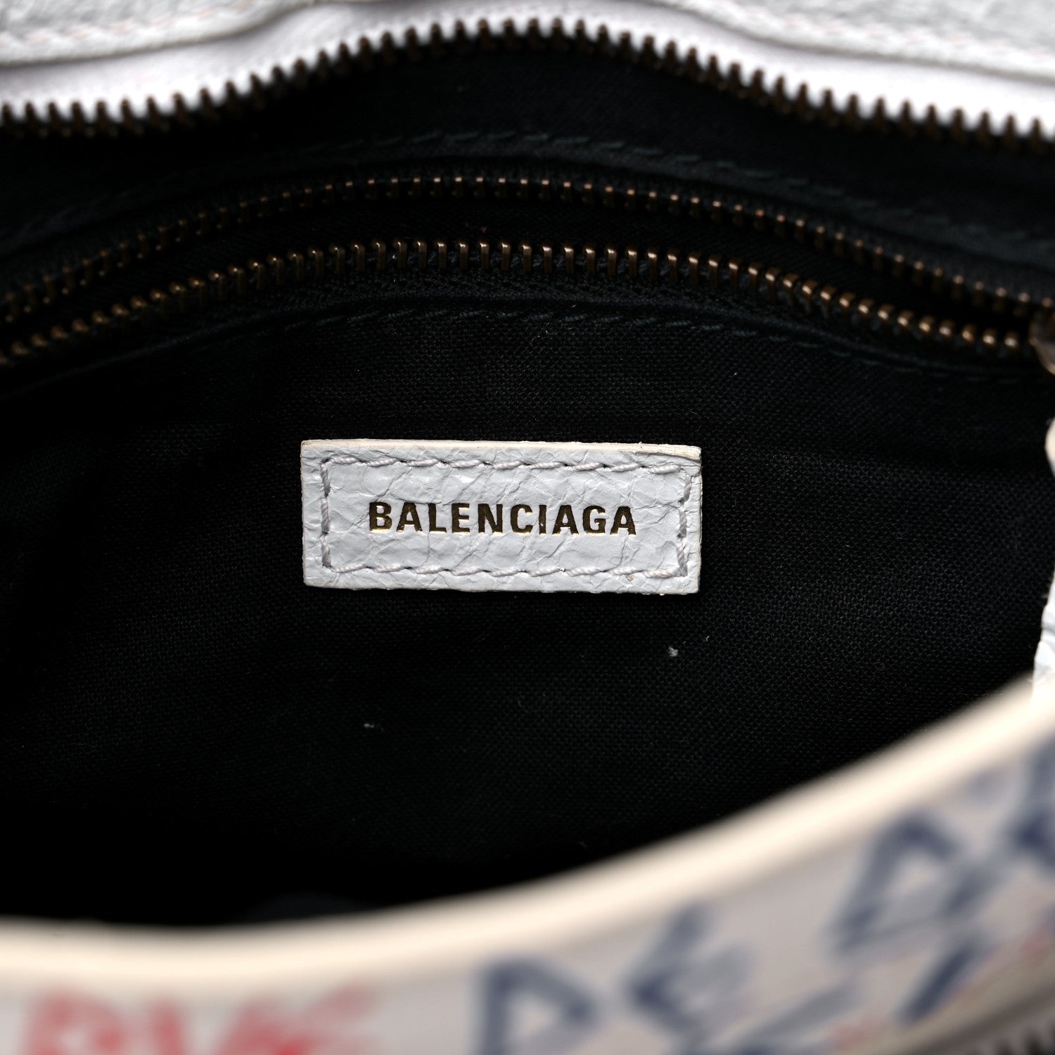 Balenciaga Agneau Graffiti All Over Classic Hardware Mini City White Bleu Rouge 6 of 11