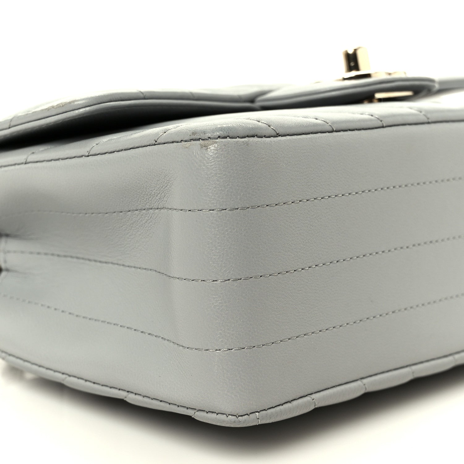 Chanel Lambskin Chevron Quilted Mini Rectangular Flap Grey 10 of 11