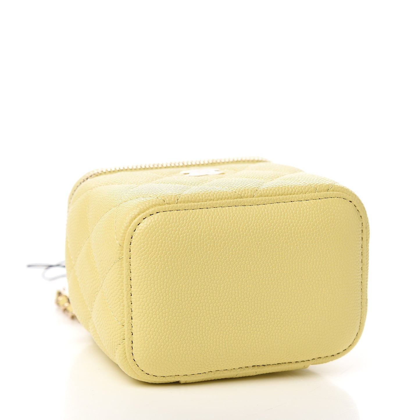 Caviar Quilted Mini Vanity Case With Chain Yellow