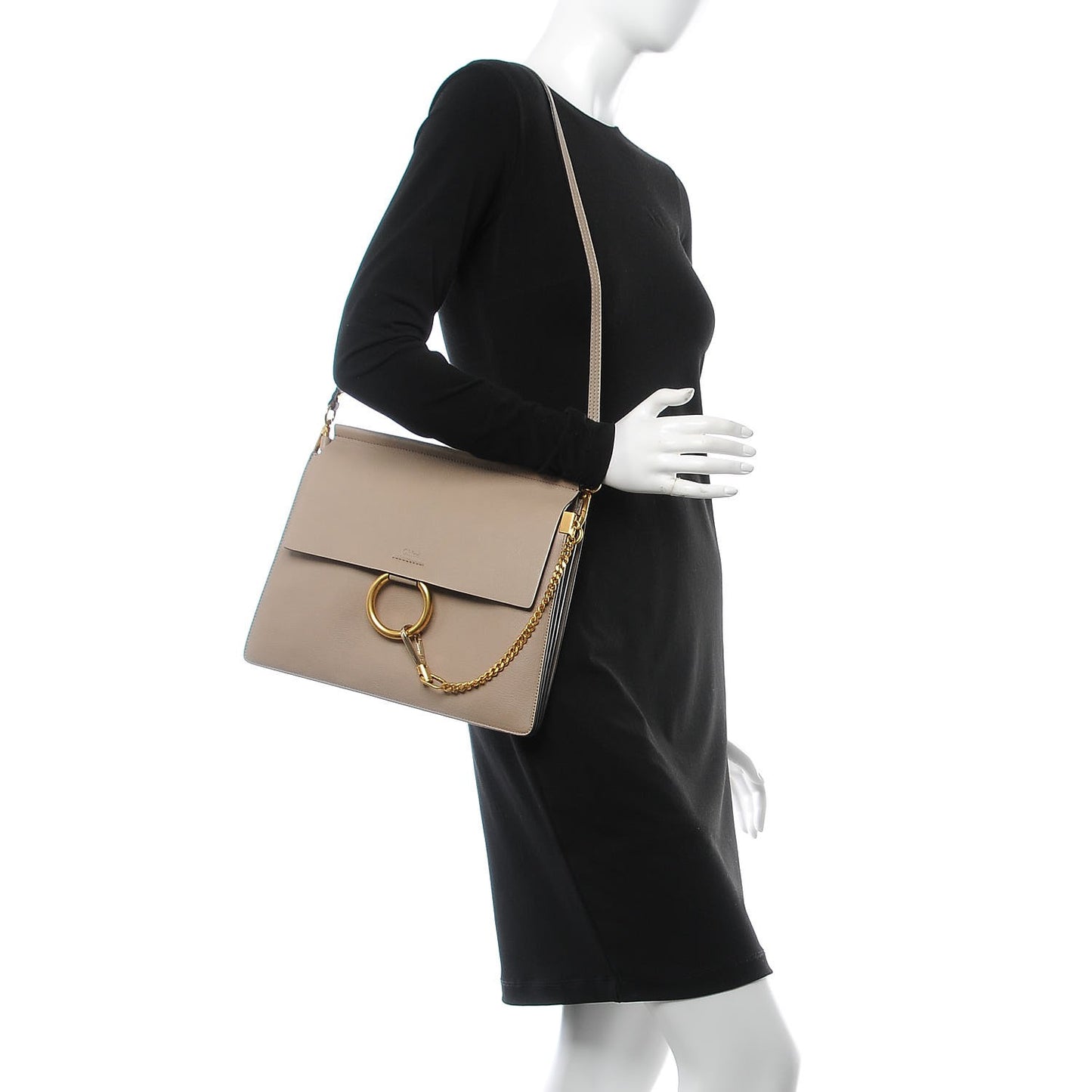 Calfskin Medium Faye Shoulder Bag Motty Grey