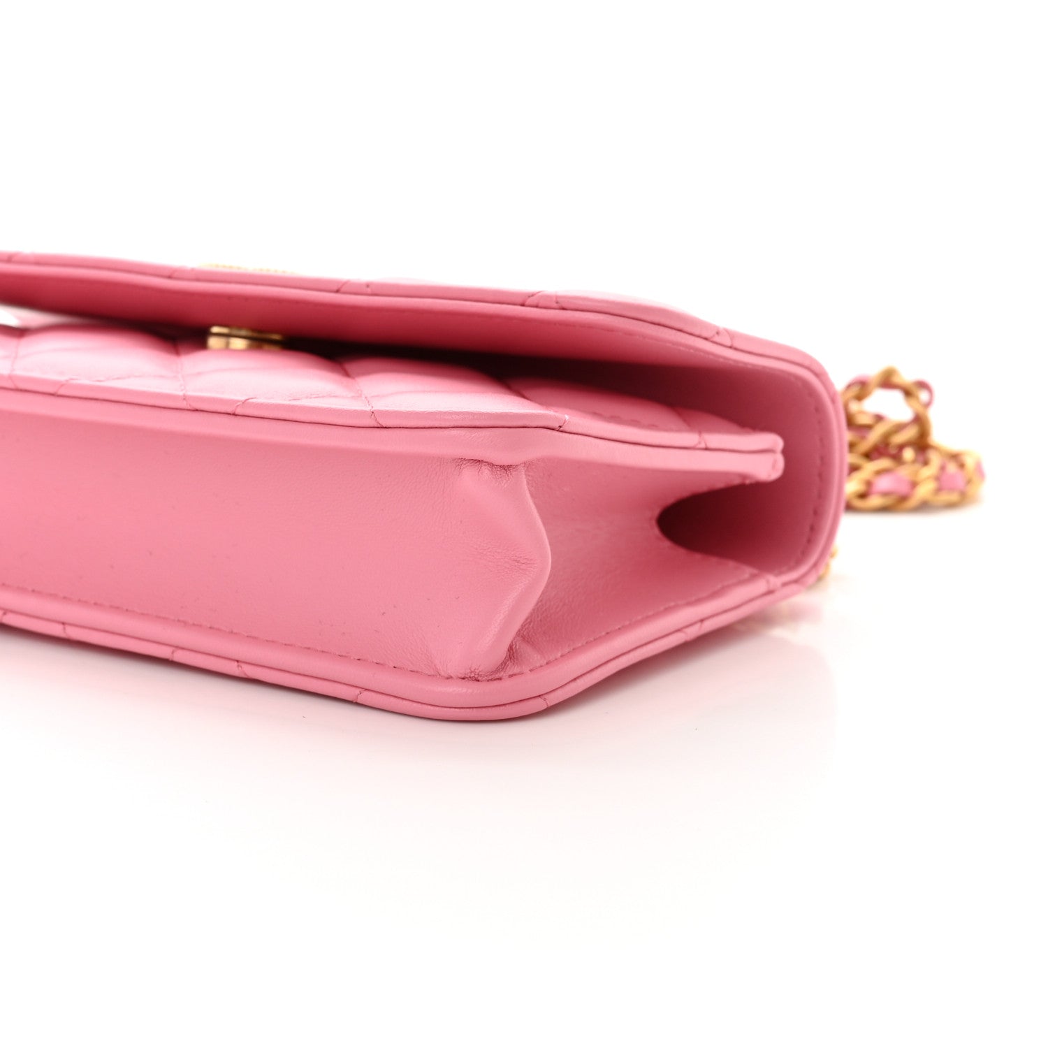 Chanel Lambskin Quilted Top Handle Phone Holder With Chain Pink 11 of 12