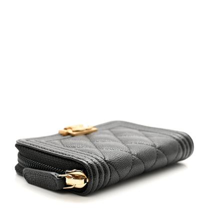 Chanel Caviar Quilted Boy Zip Around Coin Purse Wallet Black 4 of 10