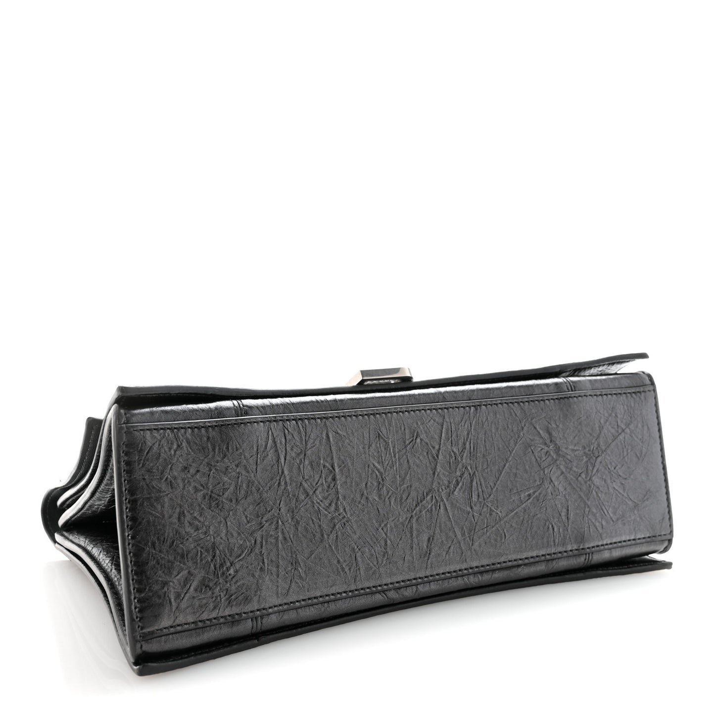 Metallic Crushed Calfskin Medium Crush Chain Bag Steel Grey