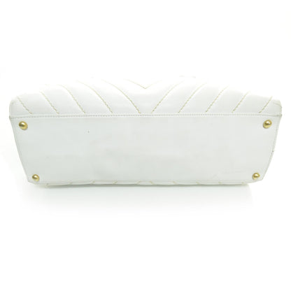Chanel Lambskin Chevron Tote White 4 of 9