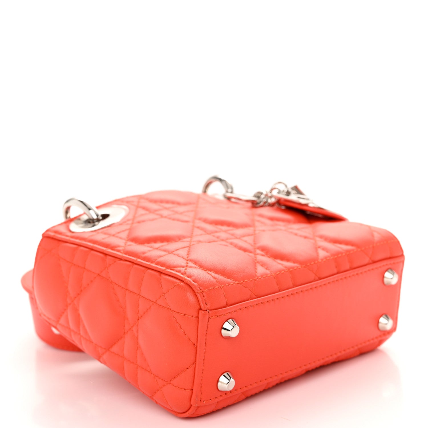 Christian Dior Lambskin Cannage Micro Lady Dior Orange 4 of 10
