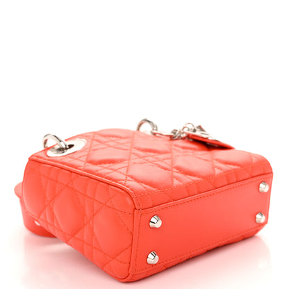 Christian Dior Lambskin Cannage Micro Lady Dior Orange 4 of 10