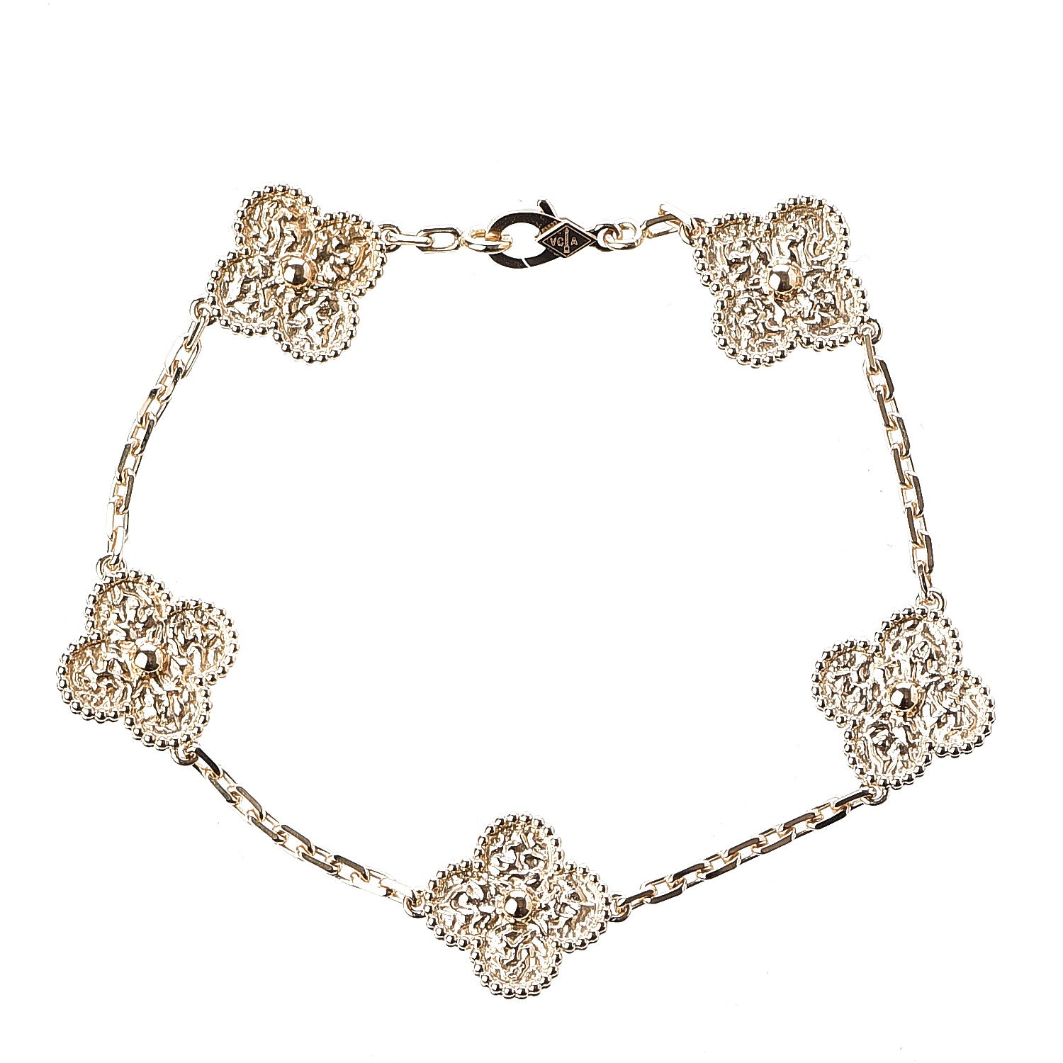 Van Cleef & Arpels 18K Yellow Gold 5 Motifs Vintage Alhambra Bracelet 1 of 5
