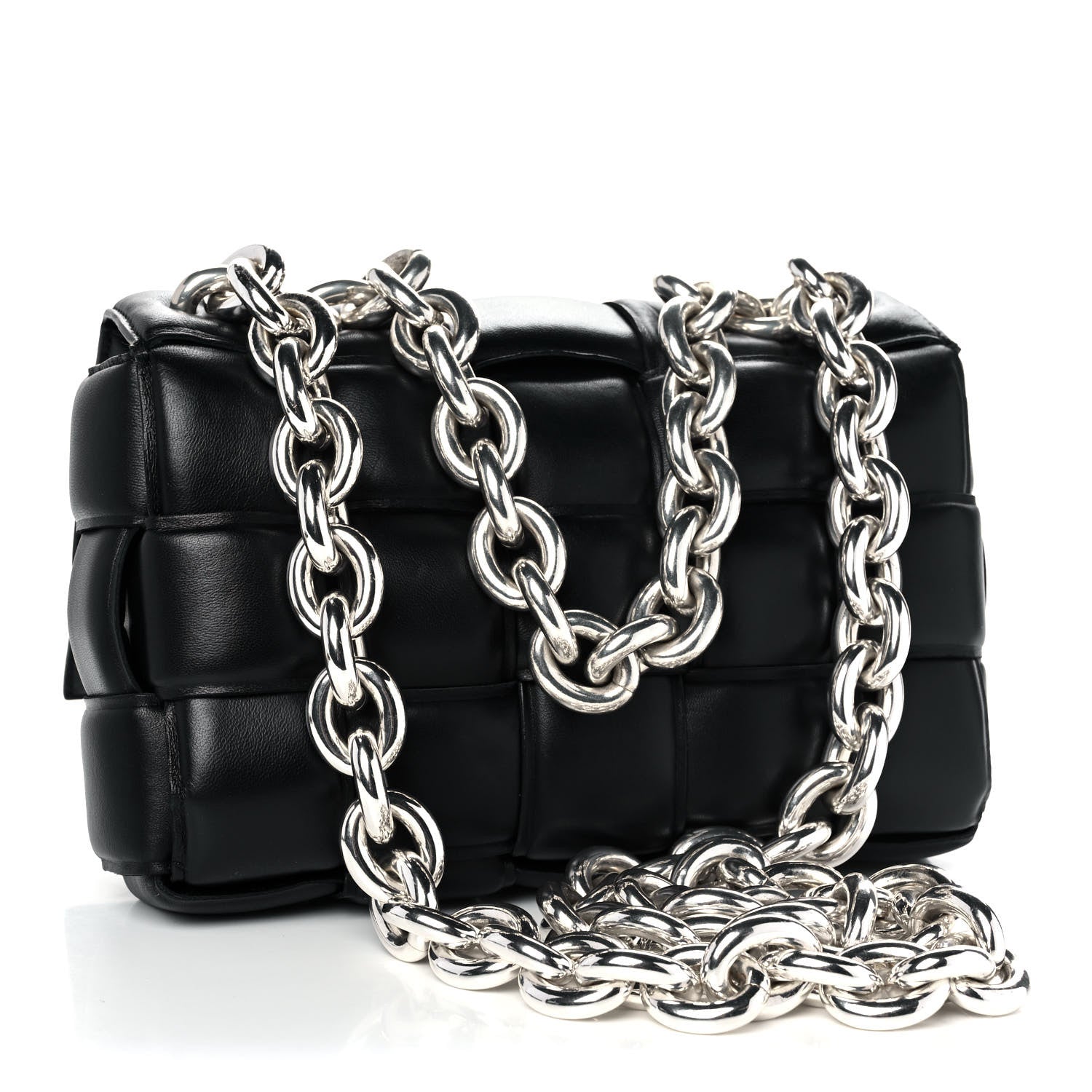 Bottega Veneta Lambskin Maxi Intreccio Padded Chain Cassette Crossbody Bag Black 3 of 10