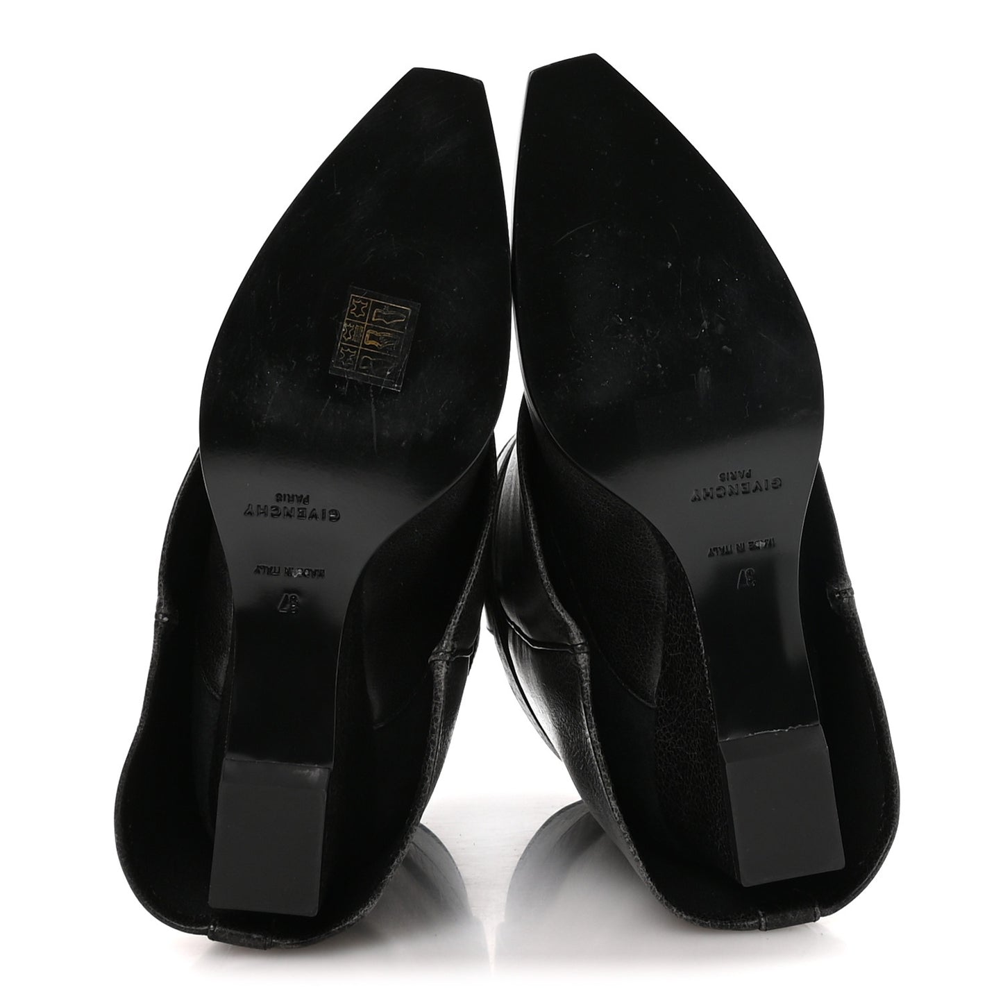 Aged Calfskin Cowboy Shark Lock Ankle 37 Black