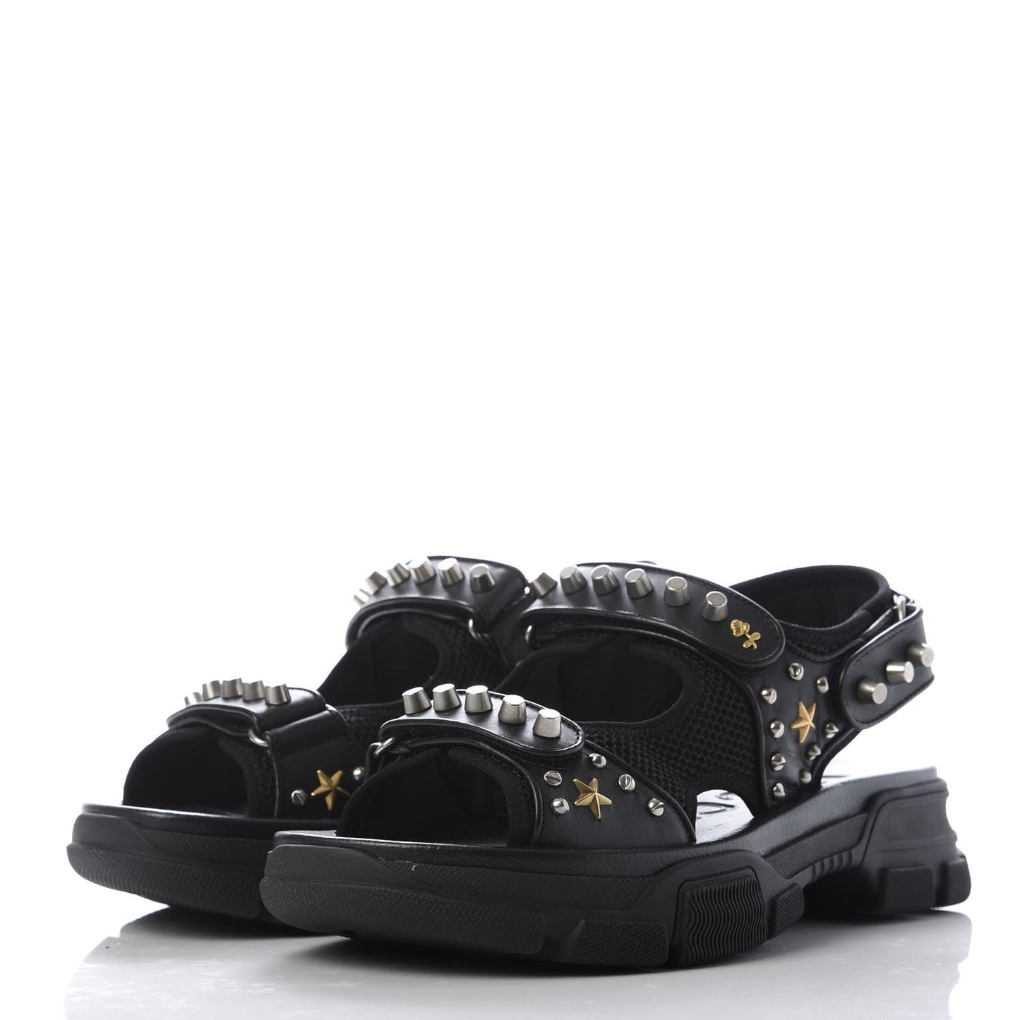 Nappa Mesh Studded Mens Aguru Sandals 10 Black
