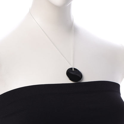 Tiffany Sterling Silver Black Jade Elsa Peretti Disc Pendant Necklace 2 of 9