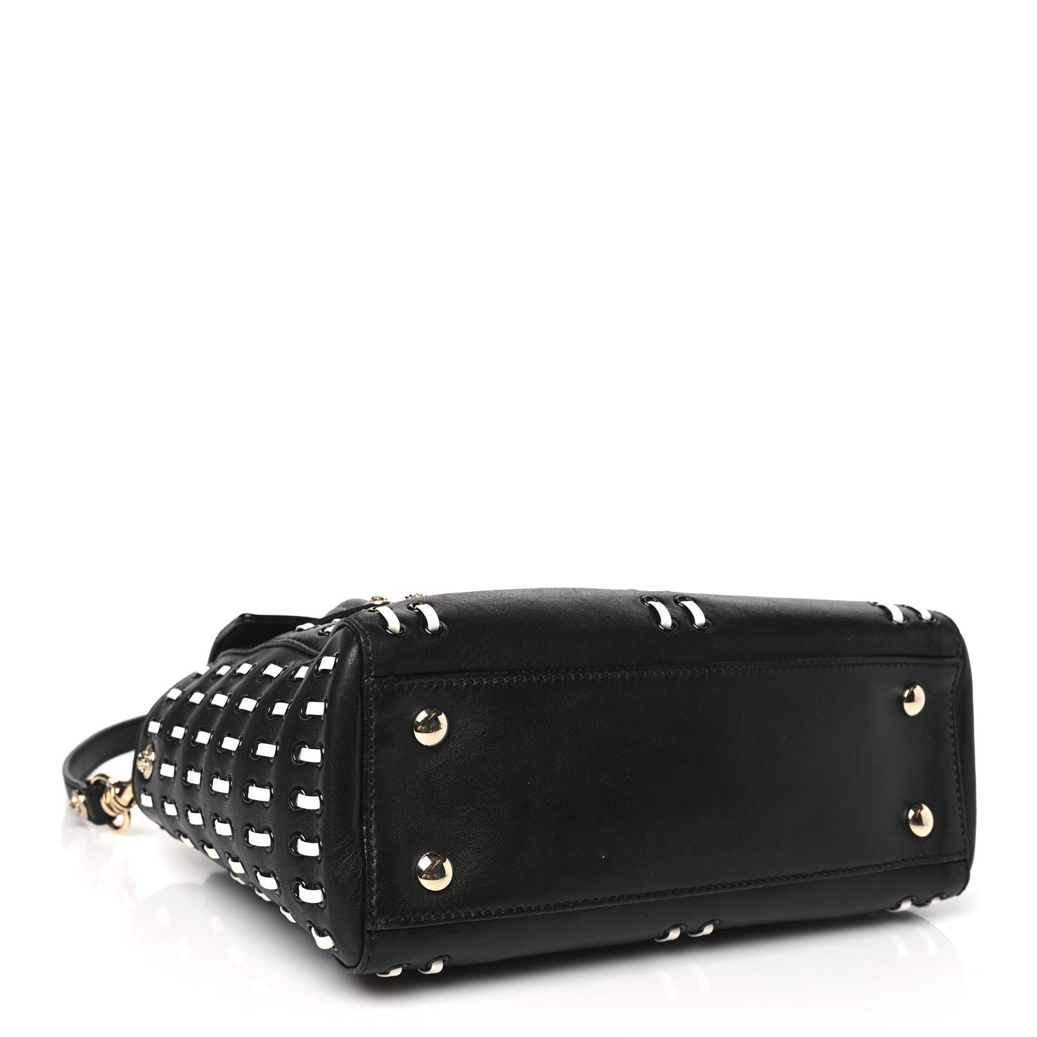 Versace Vitello Calfskin Signature Tote Black White 4 of 11
