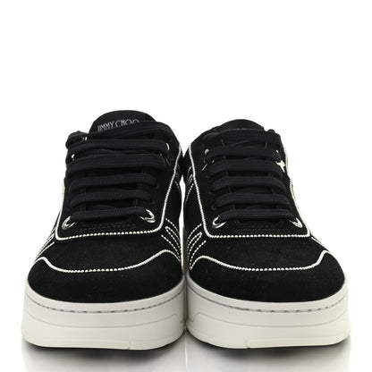 Jimmy Choo Suede Pearl Embellished Hawaii Low-Top Sneakers 39.5 Black 2 of 4