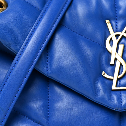 Saint Laurent Lambskin Quilted Small Loulou Puffer Monogram Chain Satchel Majorele Blue 8 of 19