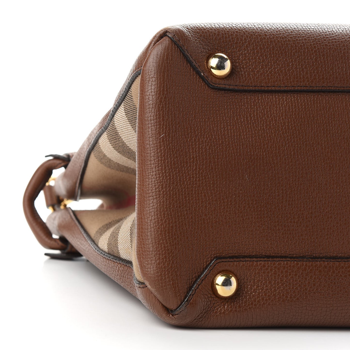 Grainy Calfskin House Check Medium Banner Tote Tan