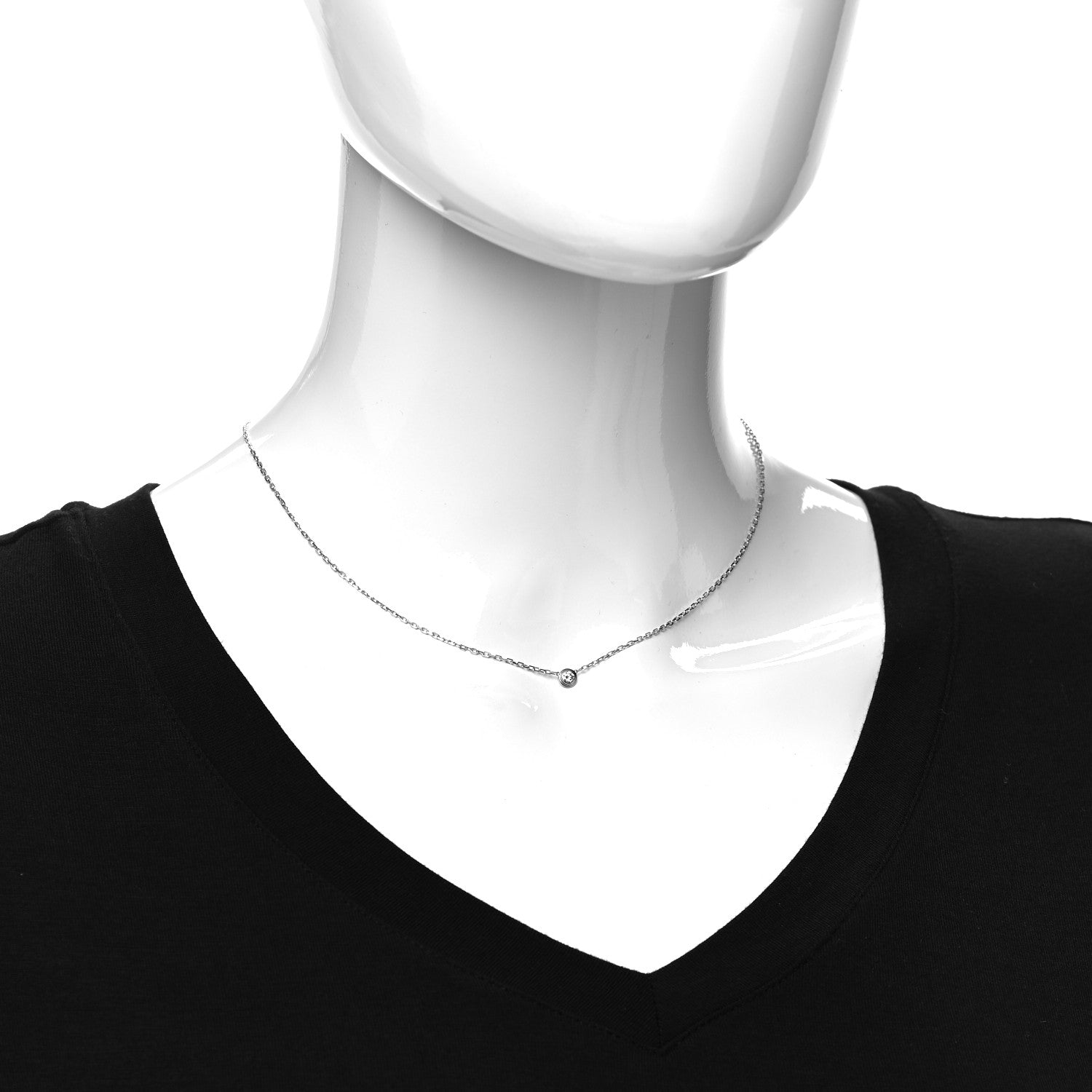 Cartier 18K White Gold Diamond SM D'Amour Pendant Necklace 2 of 5