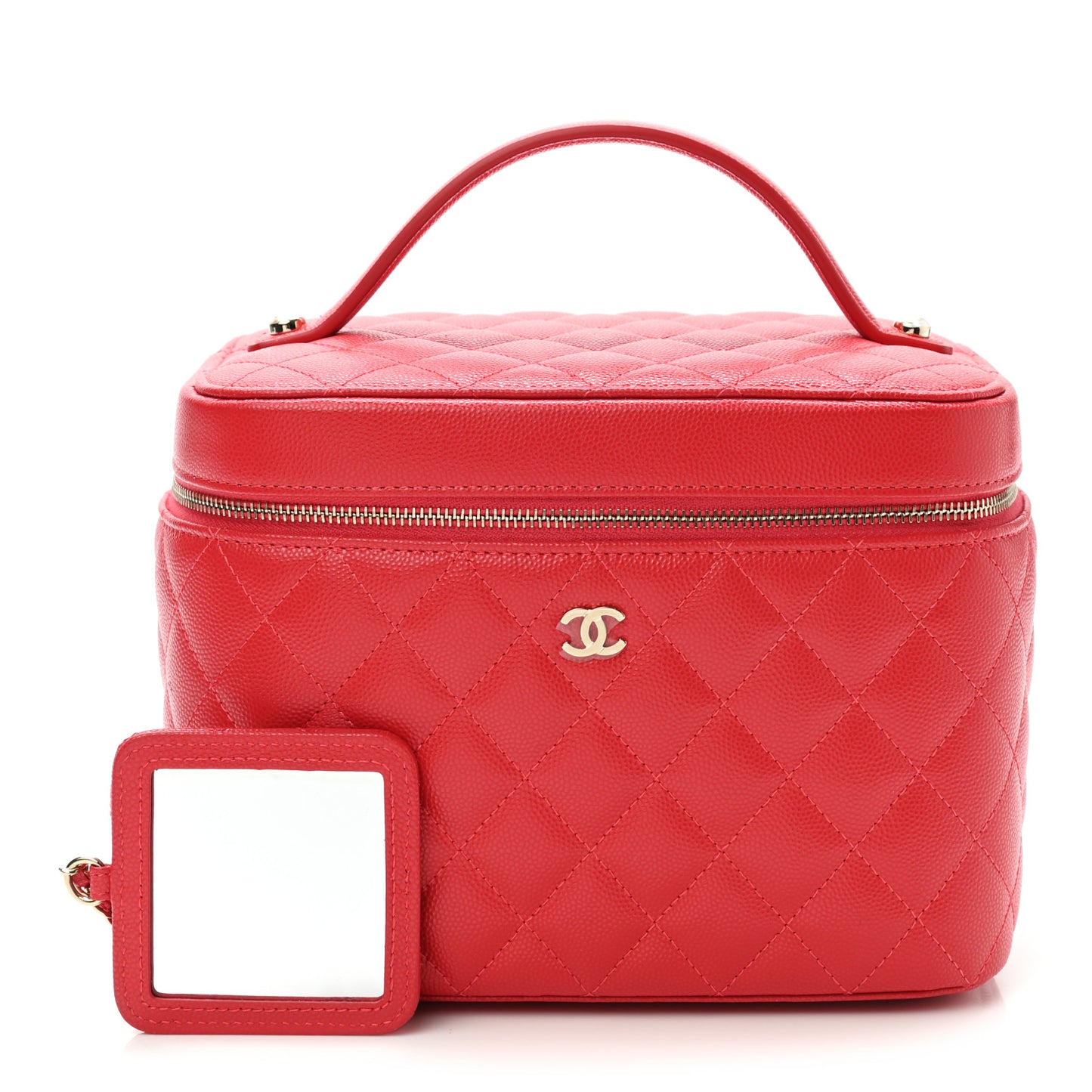 Caviar Quilted Large Vanity Pouch Red