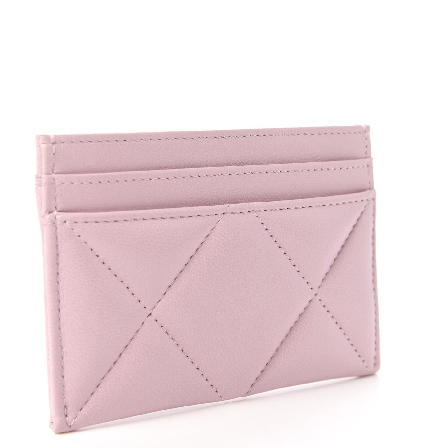 Lambskin Quilted Chanel 19 Card Holder Light Pink