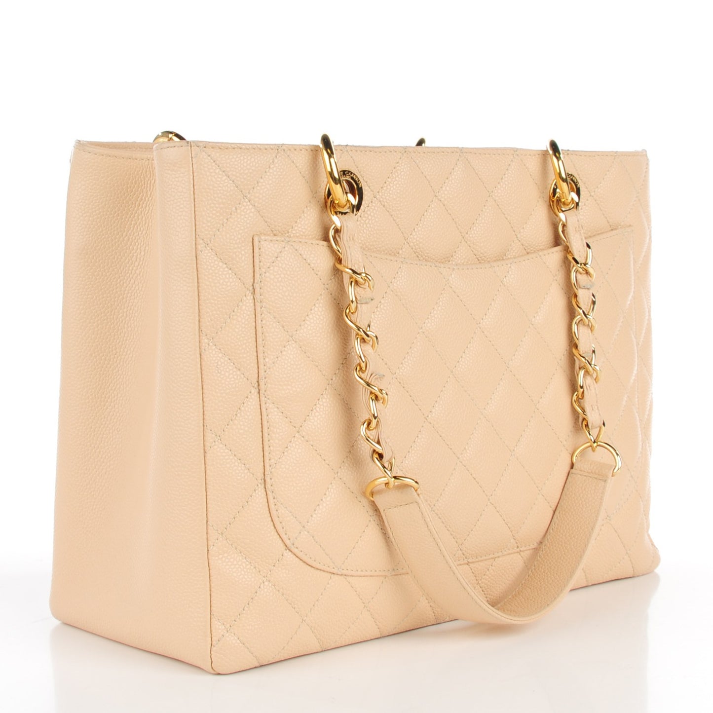 Caviar Quilted Grand Shopping Tote GST Beige Clair