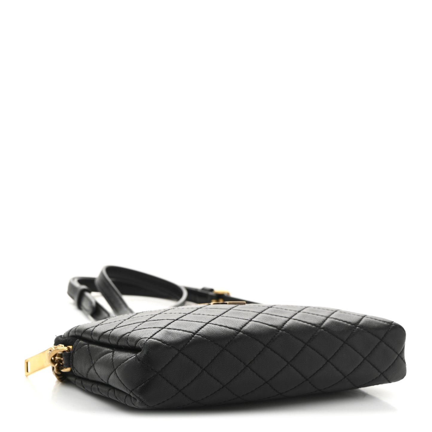 Lambskin Quilted Gaby Zipped Pouch Black
