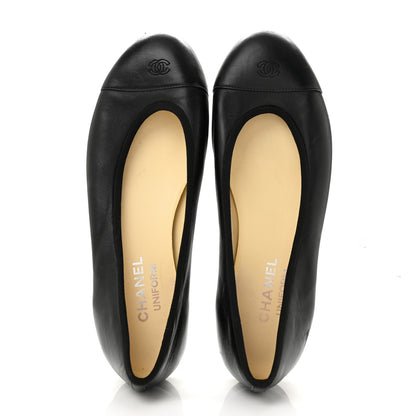Chanel Lambskin Cap Toe CC Uniform Ballerina Flats 39 Black 2 of 10