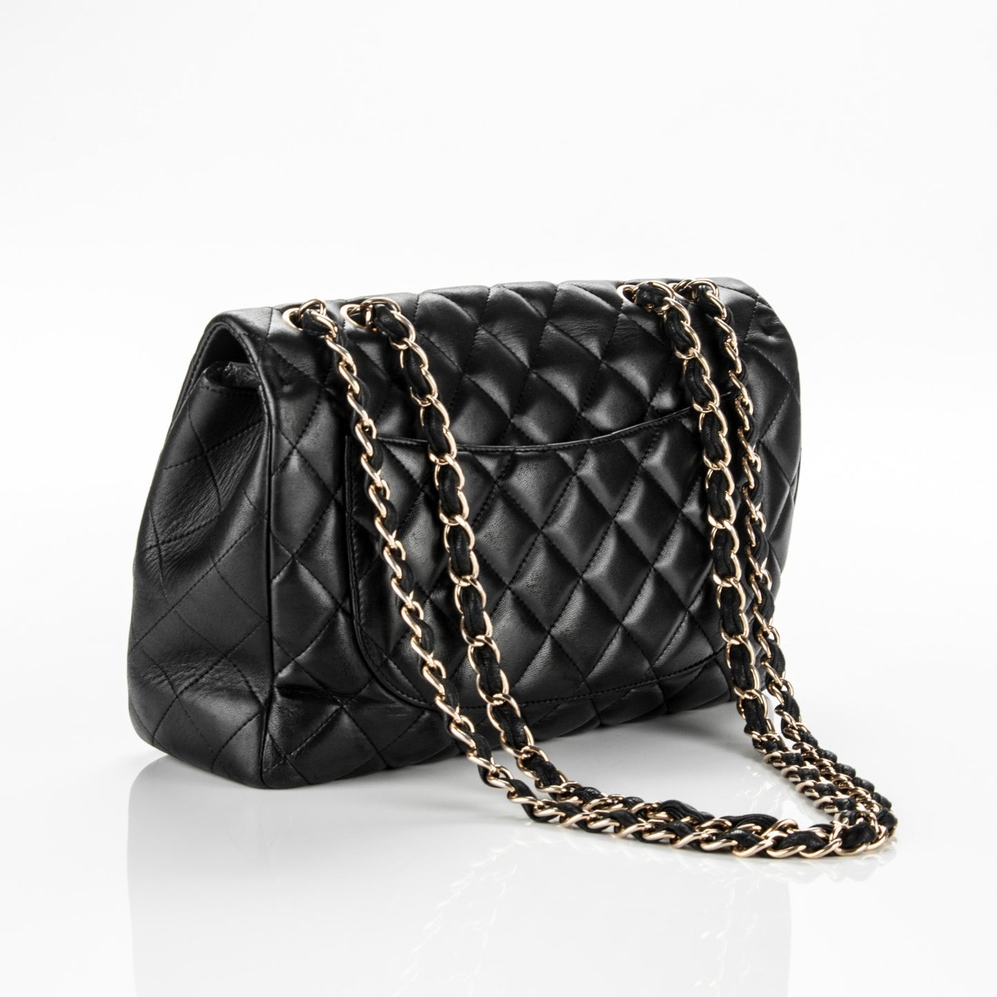 Lambskin Quilted Jumbo Single Flap Black