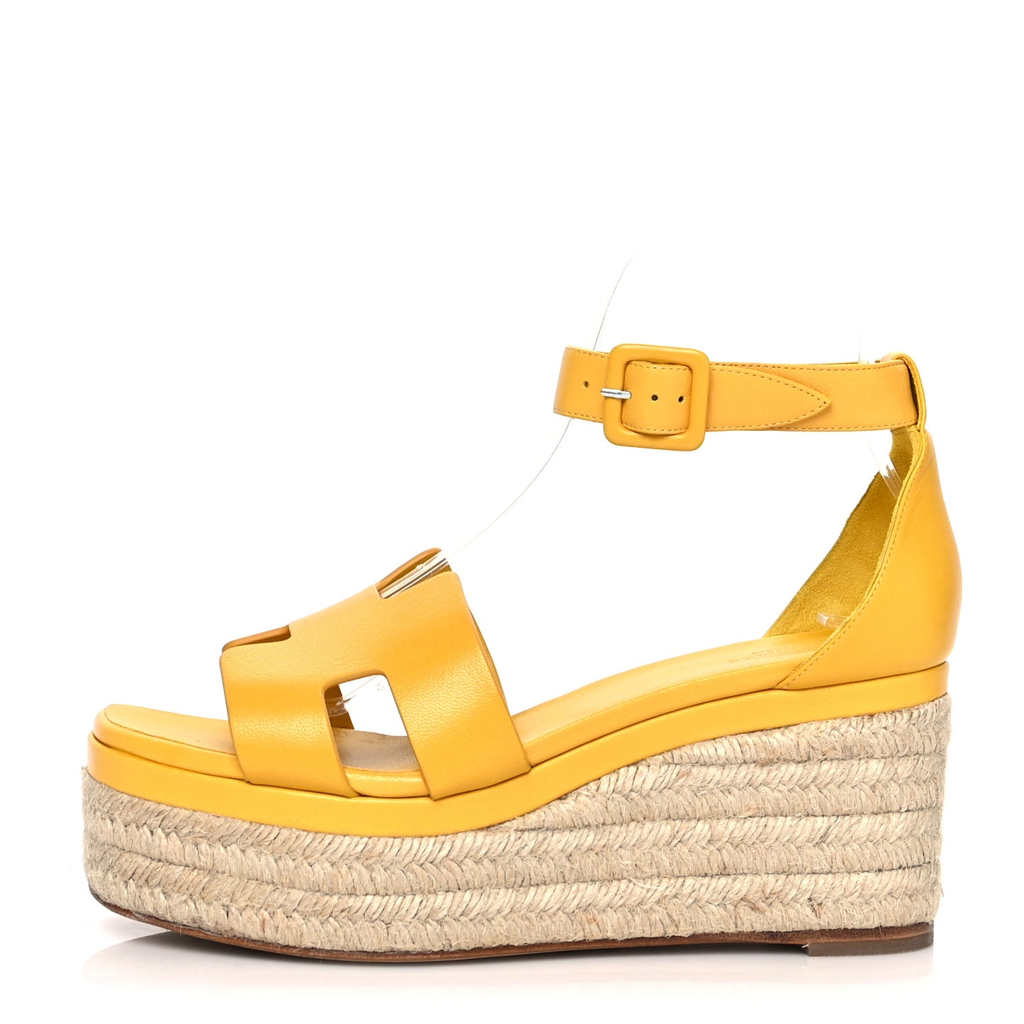 Goatskin Elda Espadrille Wedge Sandals 38 Jaune Sable