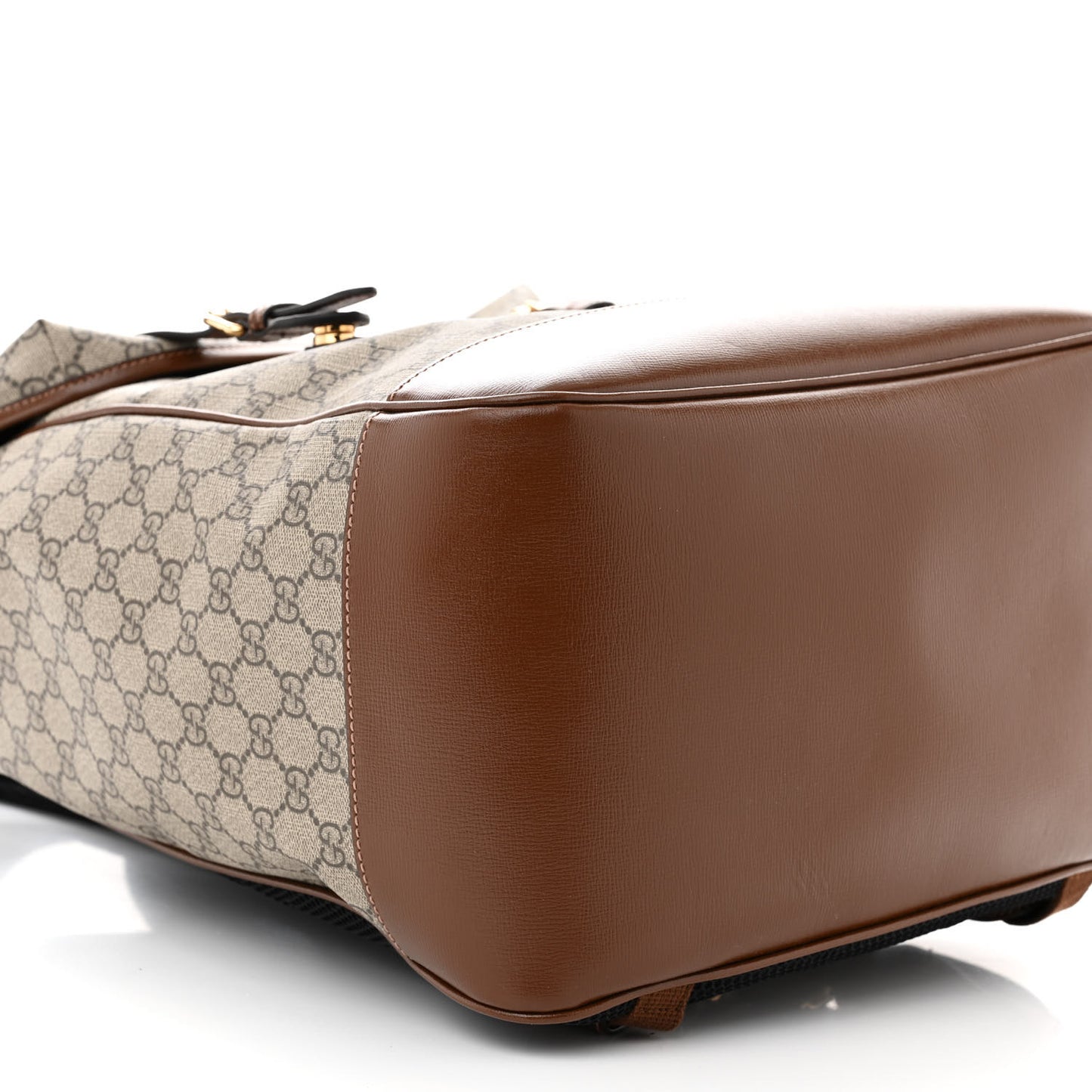 GG Supreme Monogram Azalea Calfskin Medium Retro Interlocking G Buckle Backpack Beige Ebony Brown Sugar