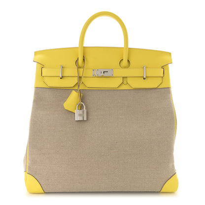 Hermes Toile De Camp Evercolor HAC Birkin 40 Ficelle Lime 1 of 12