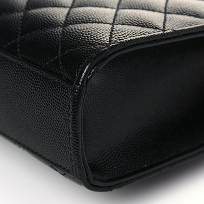Saint Laurent Grain De Poudre Textured Mixed Matelasse Triquilt Medium Monogram Satchel Black 11 of 13