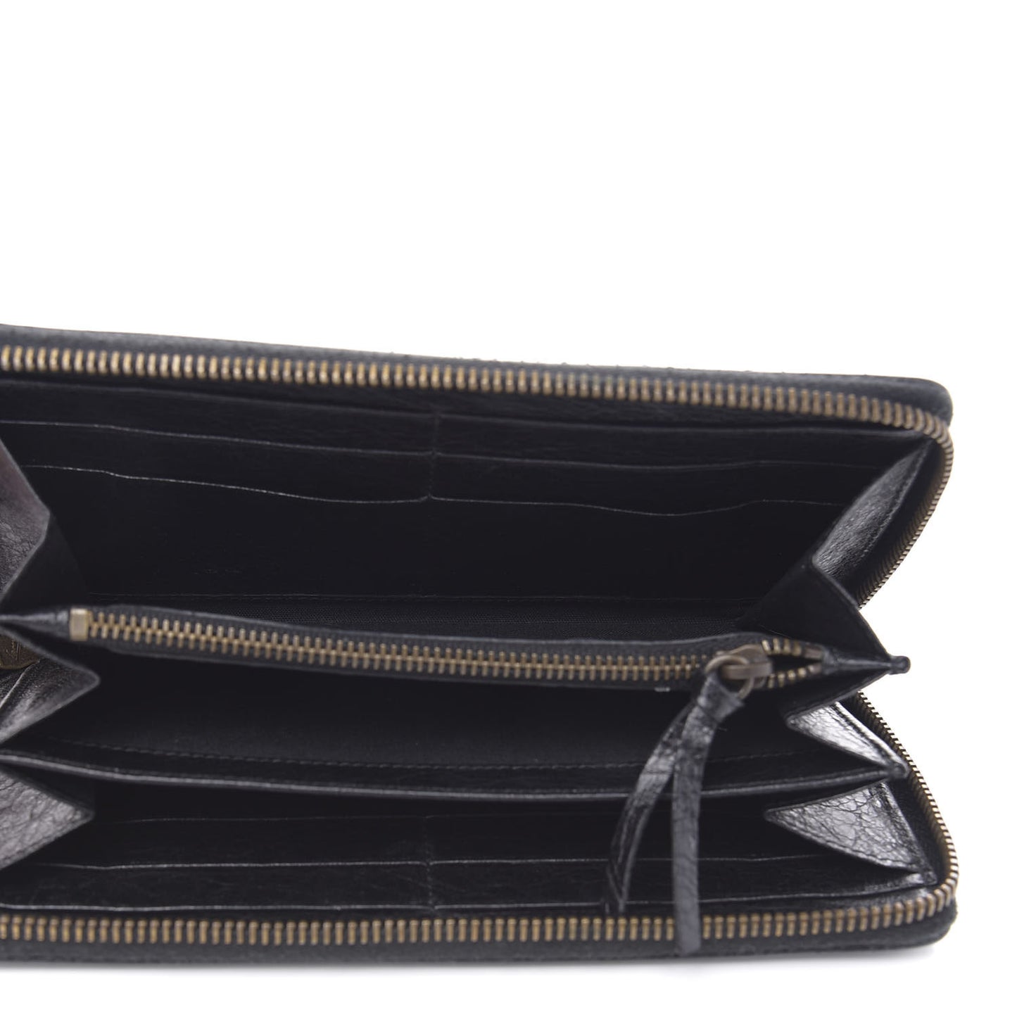 Agneau Classic Silver Hardware Continental Zip Around Wallet Black