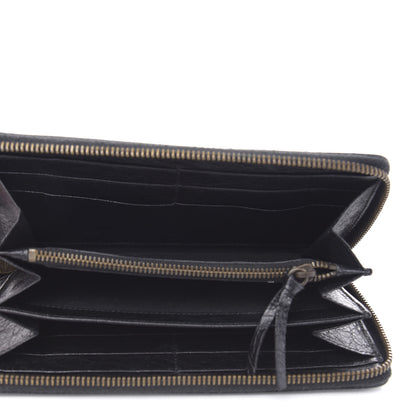 Balenciaga Agneau Classic Silver Hardware Continental Zip Around Wallet Black 5 of 8