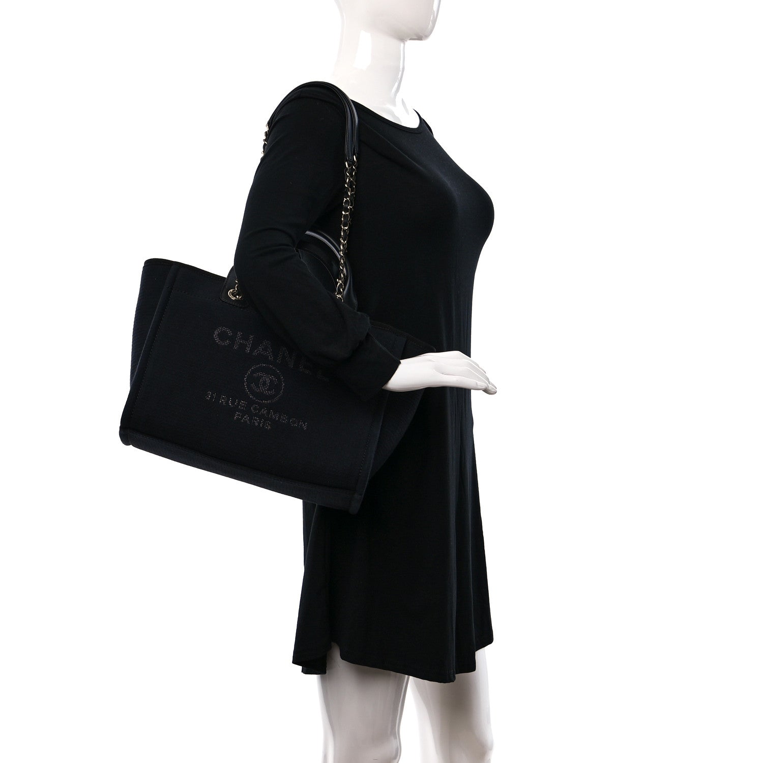 Chanel Mixed Fibers Small Deauville Tote Black 2 of 11