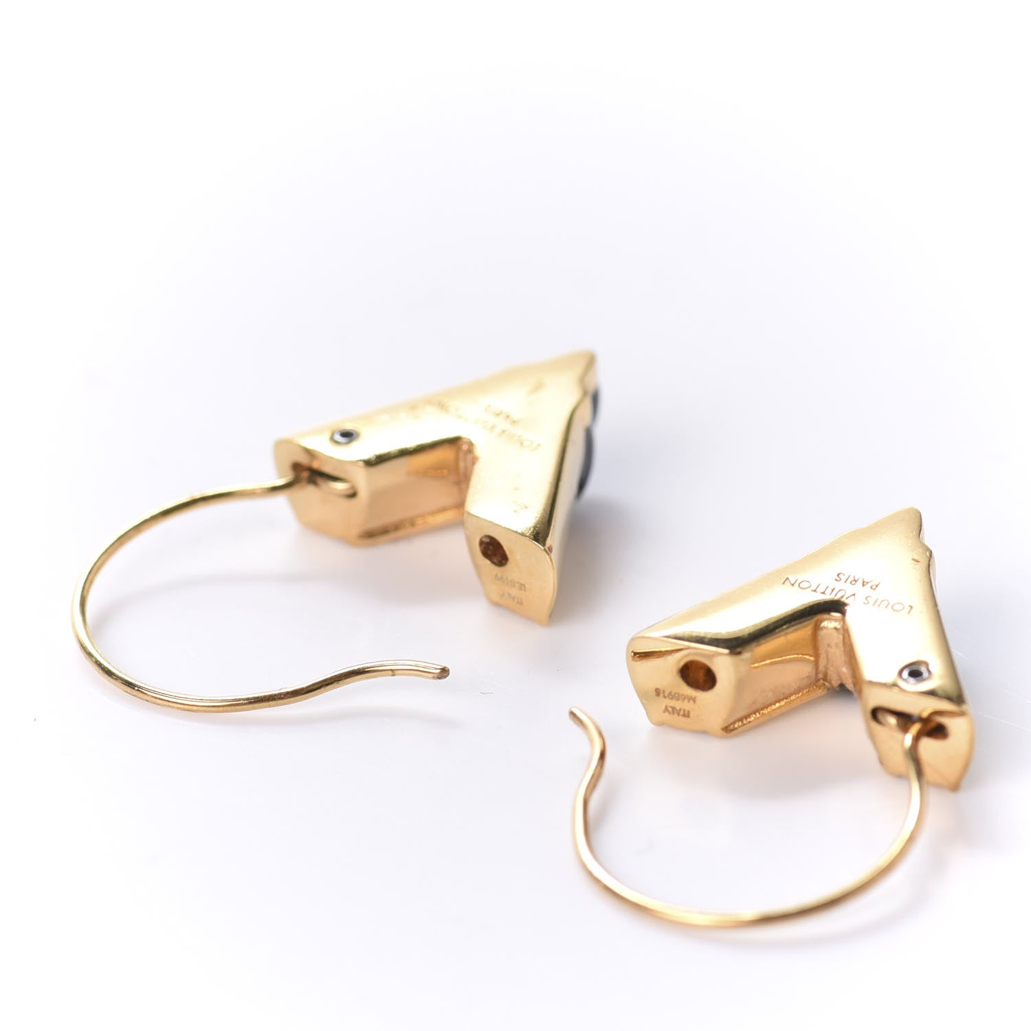 Louis Vuitton Crystal Enamel The Great Essential V Hoop Earrings Gold 3 of 6