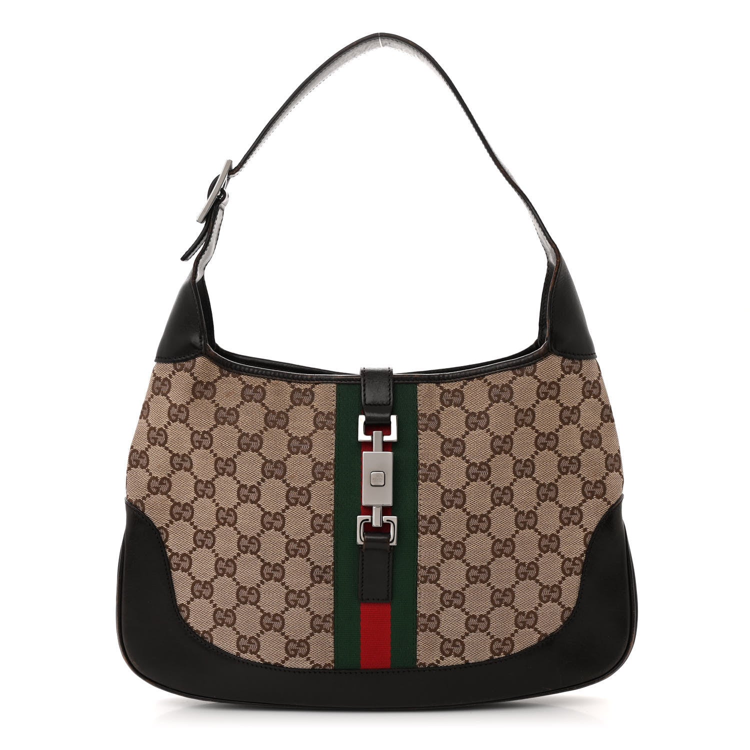 Gucci Monogram Web Jackie O Hobo Dark Brown 1 of 12