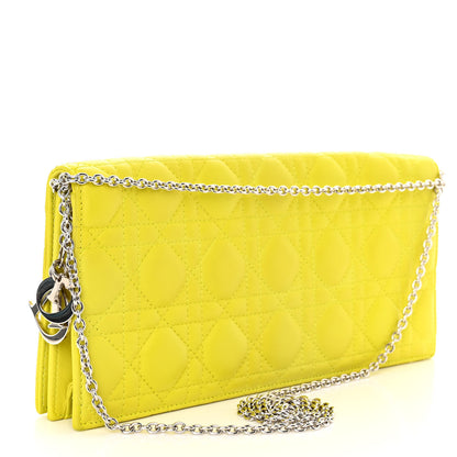 Christian Dior Lambskin Cannage Lady Dior Convertible Clutch Vert Acide 3 of 9
