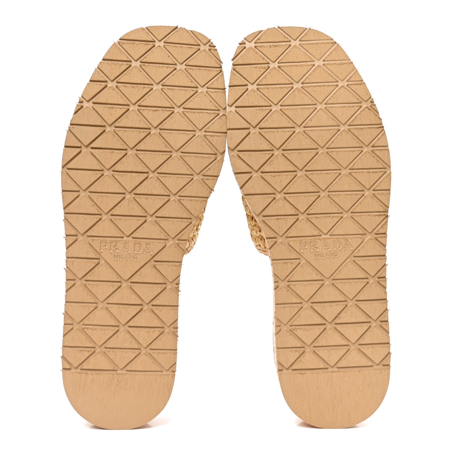 Prada Raffia Metal Triangle Logo Woven Flatform 35mm Slide Sandals 36 Naturale 6 of 9