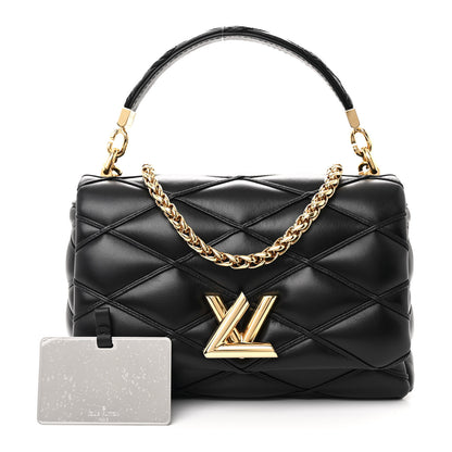 Louis Vuitton Lambskin Malletage Top Handle GO-14 MM Black 3 of 12