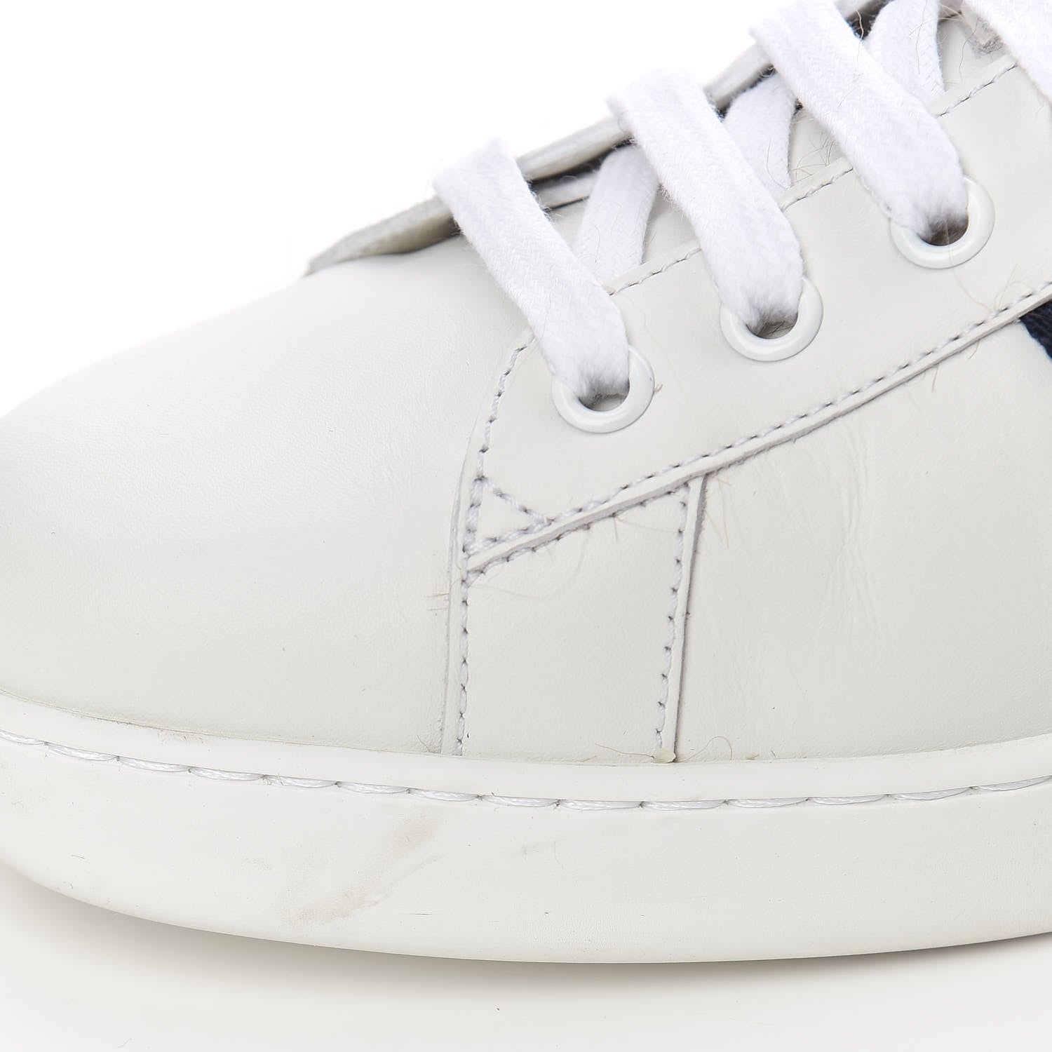 Gucci Calfskin Wool Web Bee Embroidered Mens Ace Sneakers 9 White 9 of 9