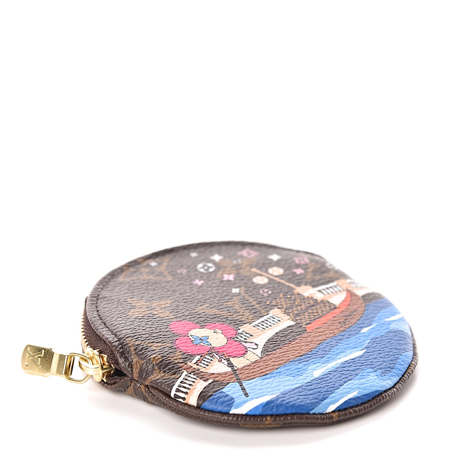 Louis Vuitton Monogram 2019 Christmas Animation Round Coin Purse Blue 4 of 6