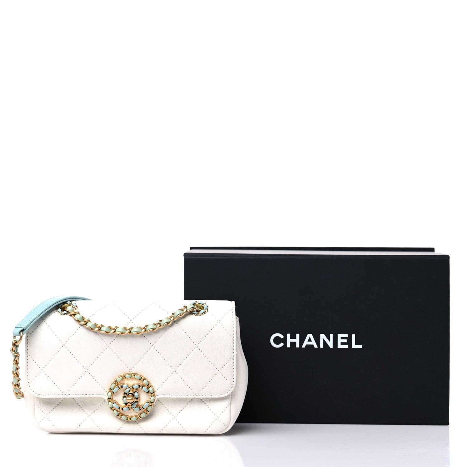 Chanel Lambskin Quilted All Around Flap White Green Multicolor 10 of 10