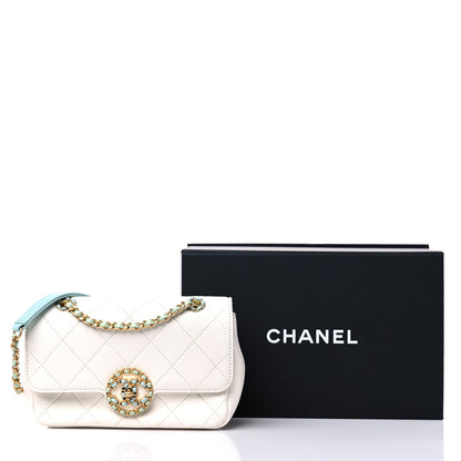 Chanel Lambskin Quilted All Around Flap White Green Multicolor 10 of 10