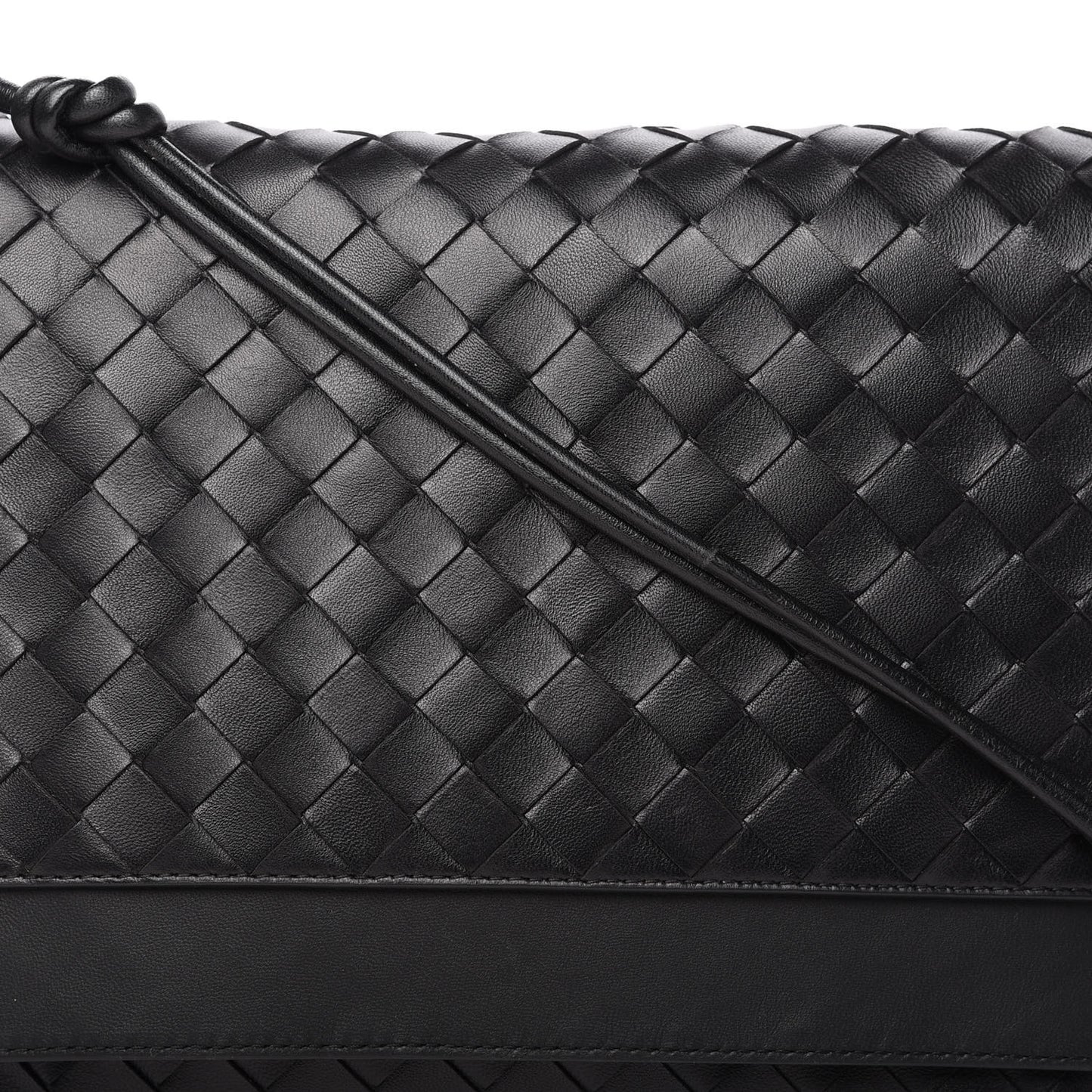 Nappa Intrecciato Medium Knot Flap Crossbody Black